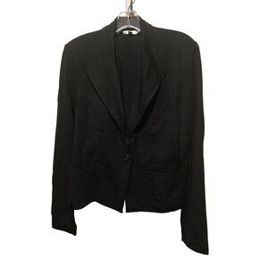 Cabi Solid Black Single Button Blazer with Ruffles Long Sleeve‎